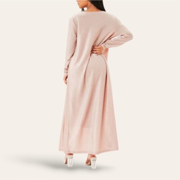 Shimmer Spaghetti Midi Dress in Peach Pink- Size Small- NWOT - Picture 4 of 11